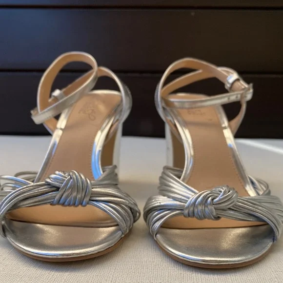 Jewel Badgley Mischka Christen Metallic Knotted Block
Heel Sandal - Picture 3 of 14
